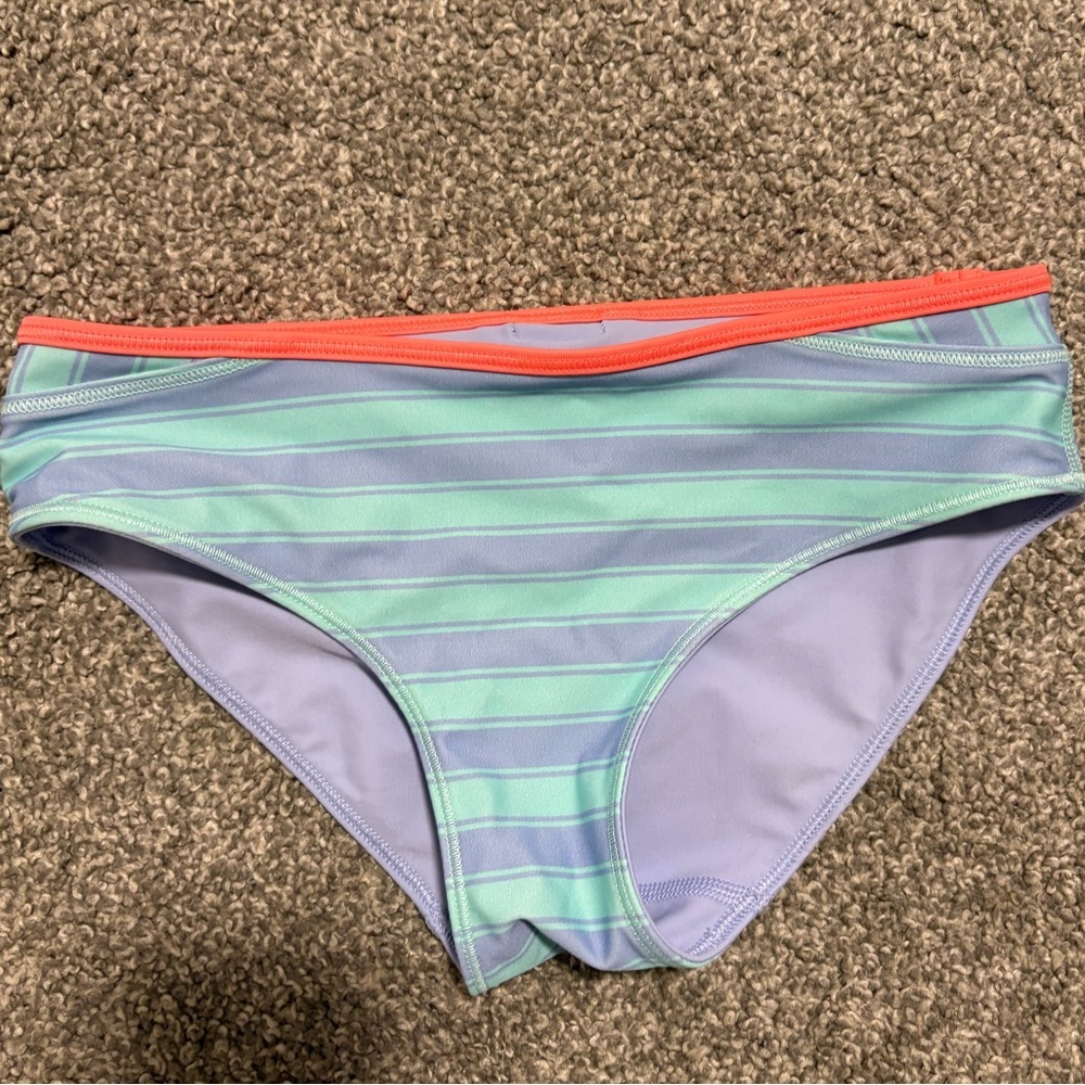 Ivivva by Lululemon Kid's Striped Swim‎ Bottoms - Green and Blue Girl's Size 8